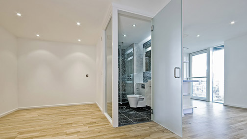 Frosted glass doors